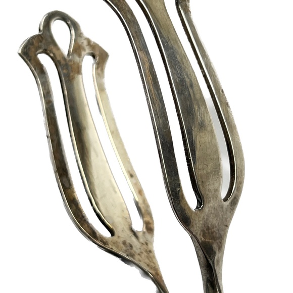 Vintage Tongs Pastry Dessert Salad All Purpose Shefield England EPNS A1 8" Long - Picture 8 of 8